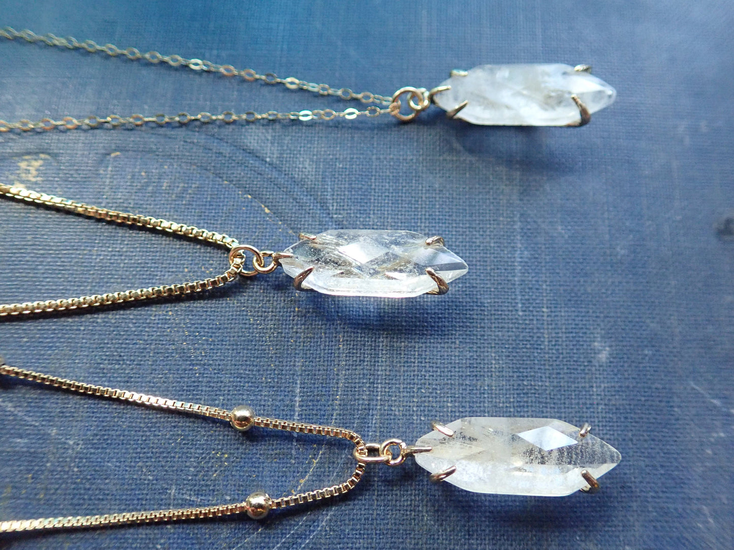 Raw Clear Quartz Crystal Pendant Necklace, 18k Gold Fill Gemstone Necklace, Boho Layering Jewelry