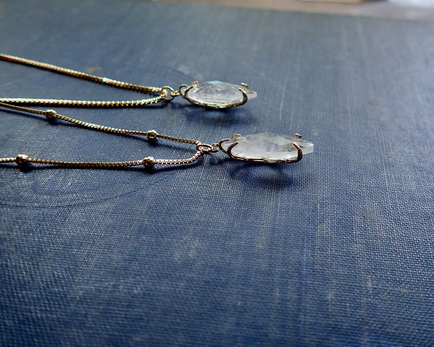 Raw Clear Quartz Crystal Pendant Necklace, 18k Gold Fill Gemstone Necklace, Boho Layering Jewelry