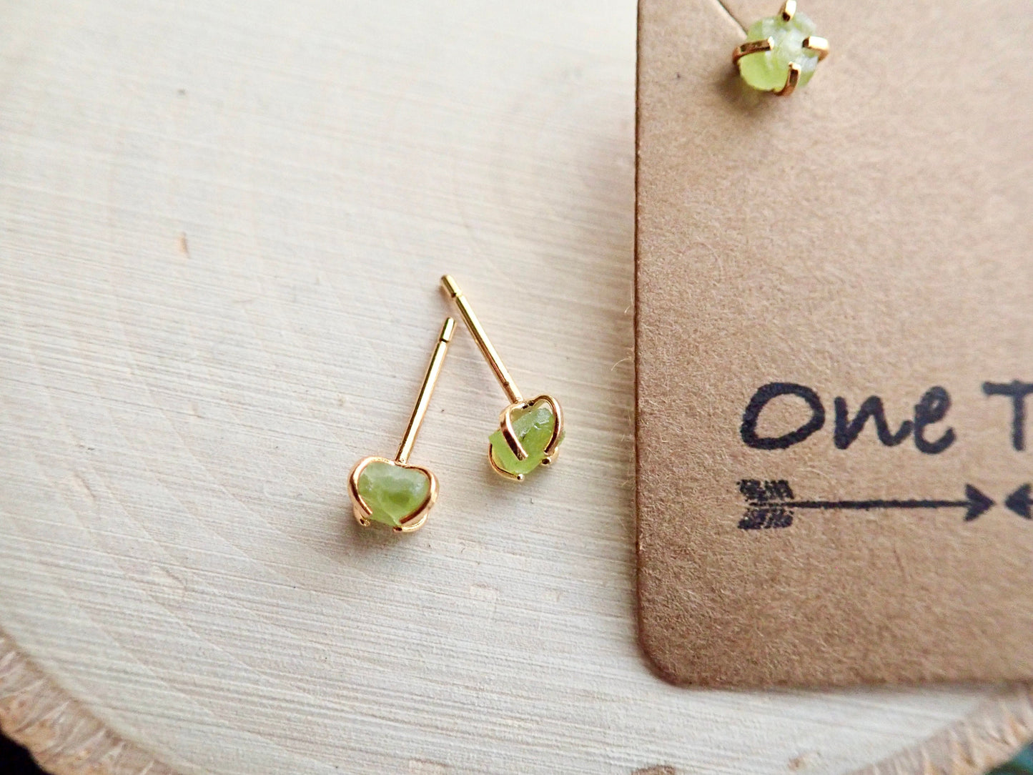 Tiny Peridot Gemstone Stud Earrings, |Second Piercing Earrings, August Birthstone Gift for Her