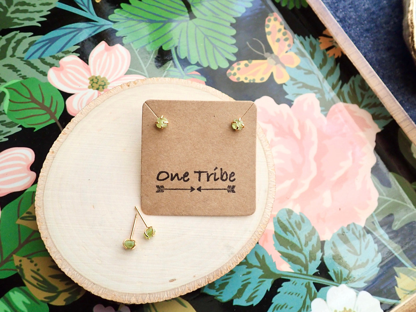 Tiny Peridot Gemstone Stud Earrings, |Second Piercing Earrings, August Birthstone Gift for Her