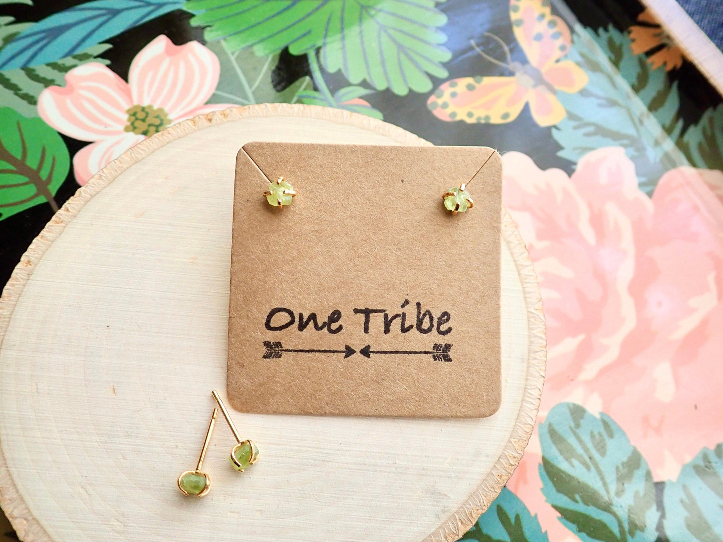 Tiny Peridot Gemstone Stud Earrings, |Second Piercing Earrings, August Birthstone Gift for Her