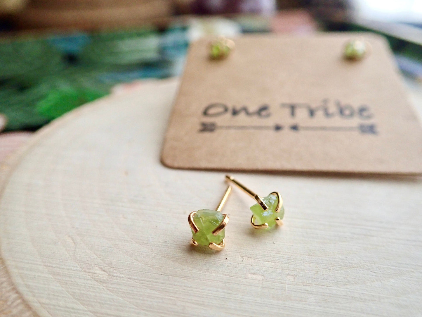 Tiny Peridot Gemstone Stud Earrings, |Second Piercing Earrings, August Birthstone Gift for Her