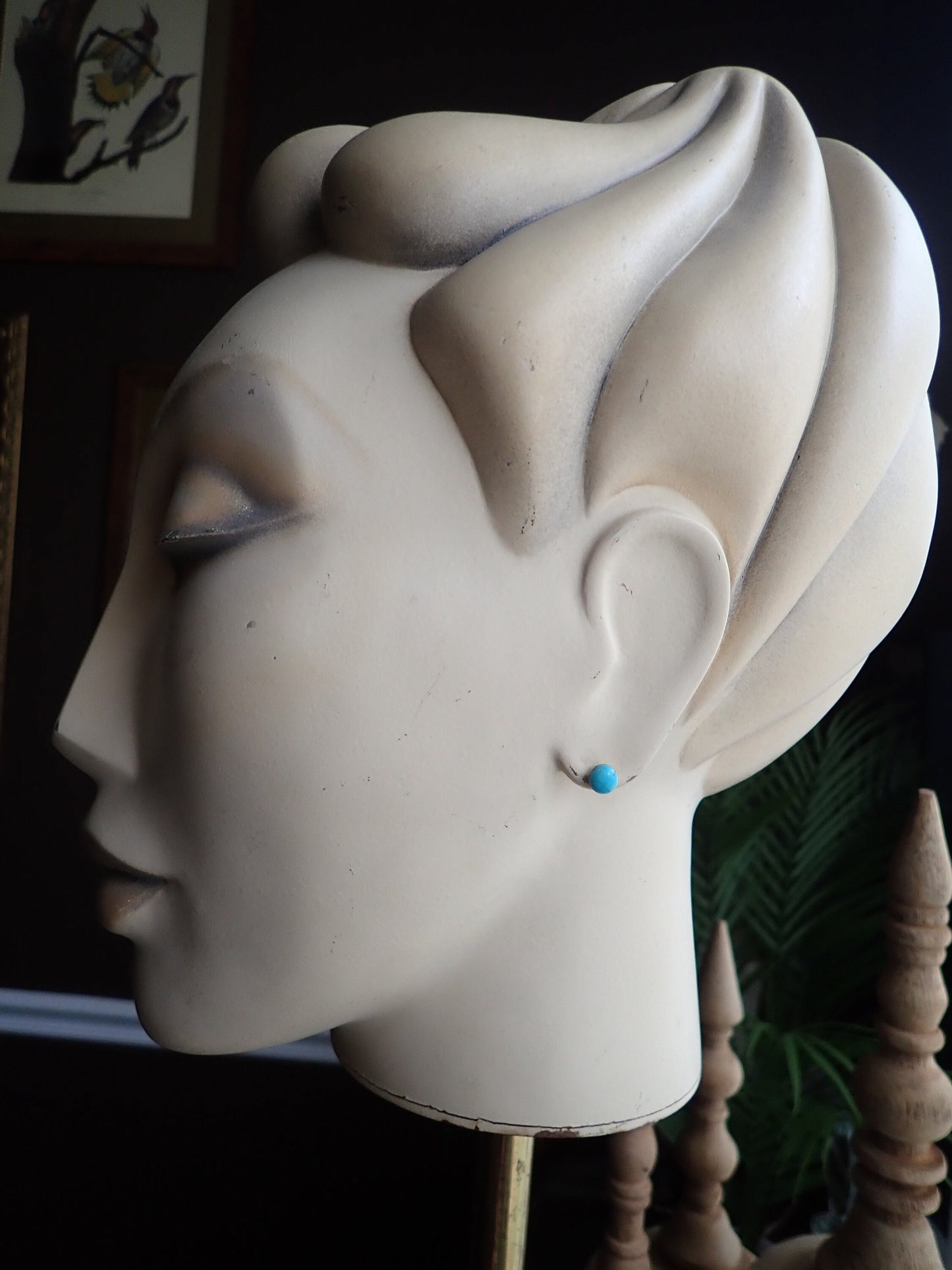 Turquoise Stud Earrings, Small Turquoise Dot Earrings Gold,Dainty Gemstone Studs,Turquoise Jewelry,December Birthstone Gift, Round Post Stud