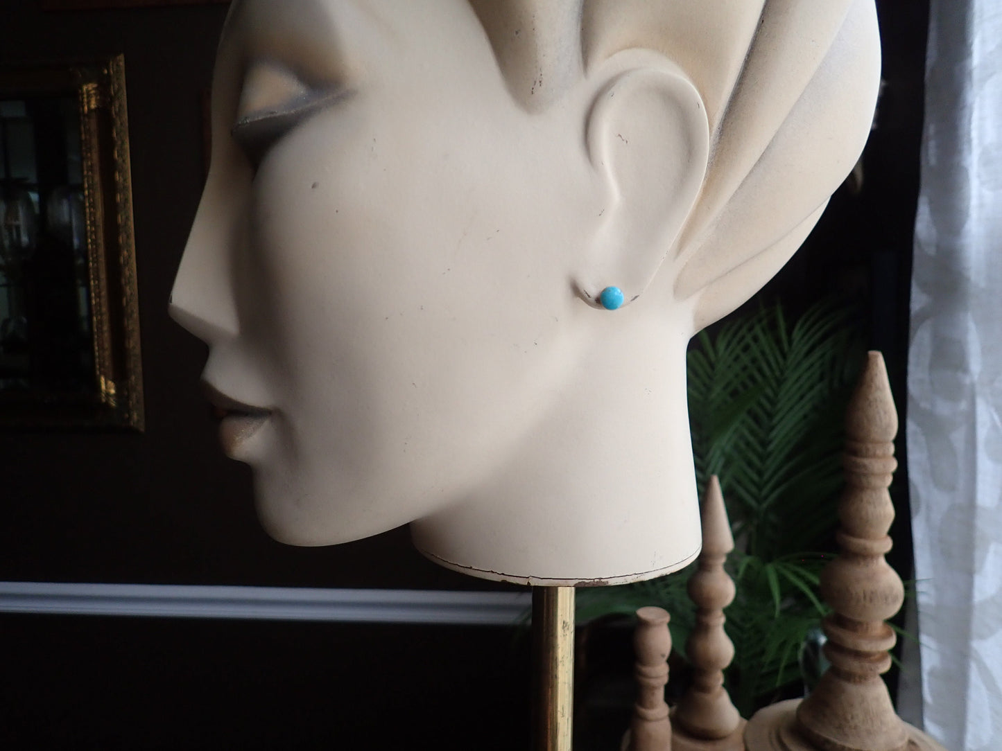 Turquoise Stud Earrings, Small Turquoise Dot Earrings Gold,Dainty Gemstone Studs,Turquoise Jewelry,December Birthstone Gift, Round Post Stud