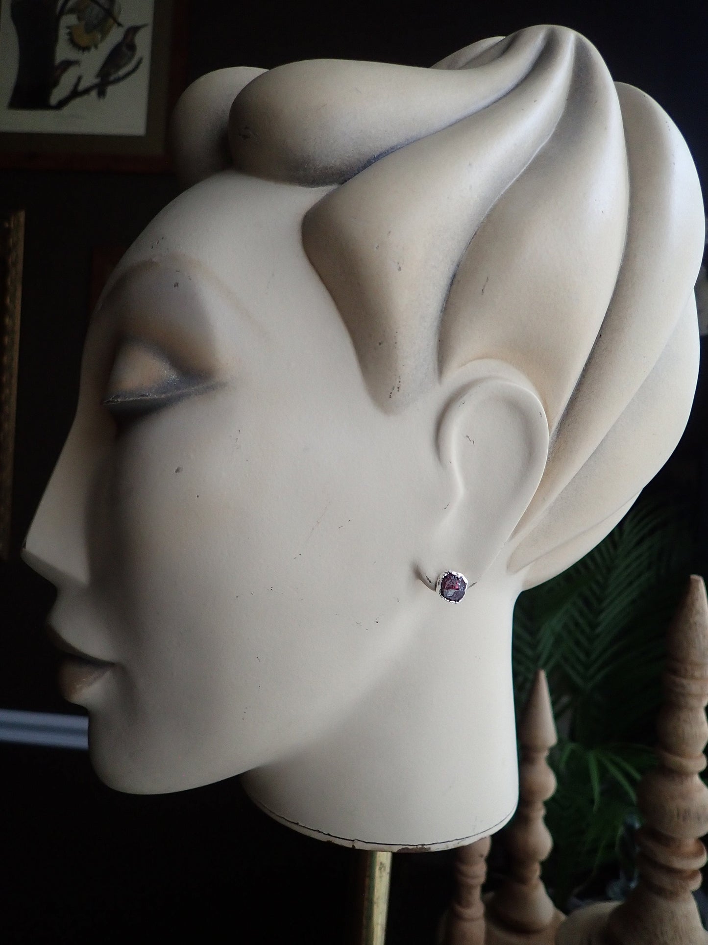 Organic Garnet Stud Earrings | Handcrafted Sterling Silver Studs - Hypo-Allergenic Earrings