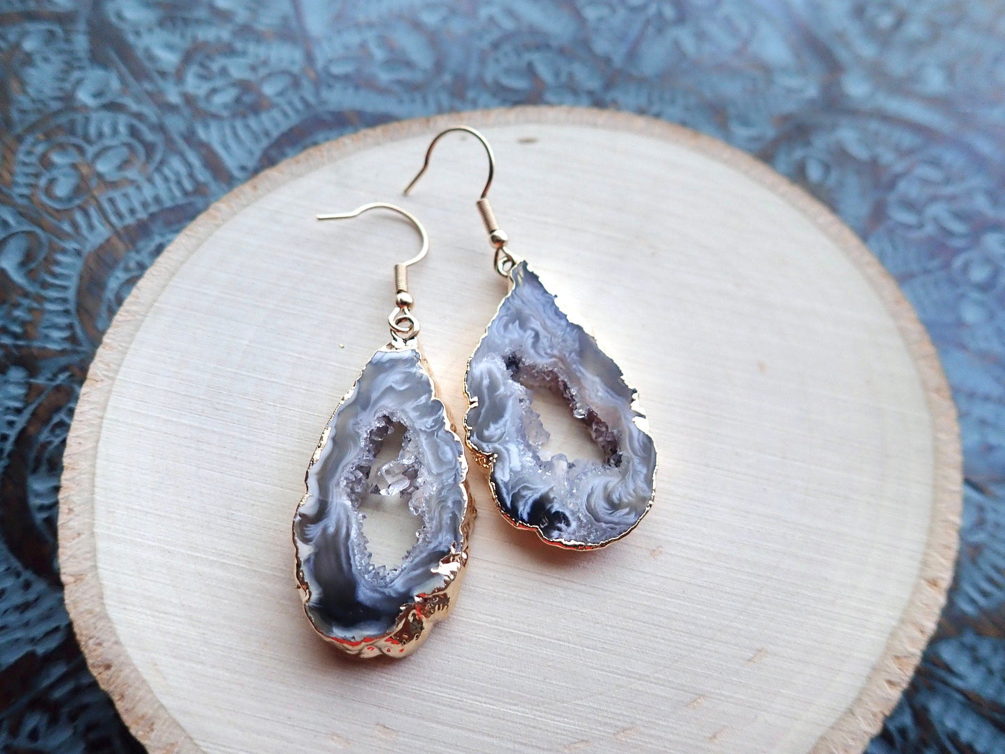 Little Galaxies Geode Earrings