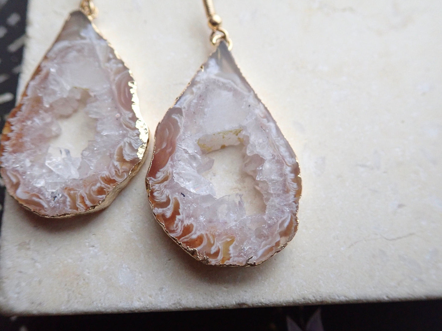Aster Agate Slice Earrings