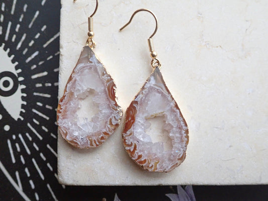 Aster Agate Slice Earrings