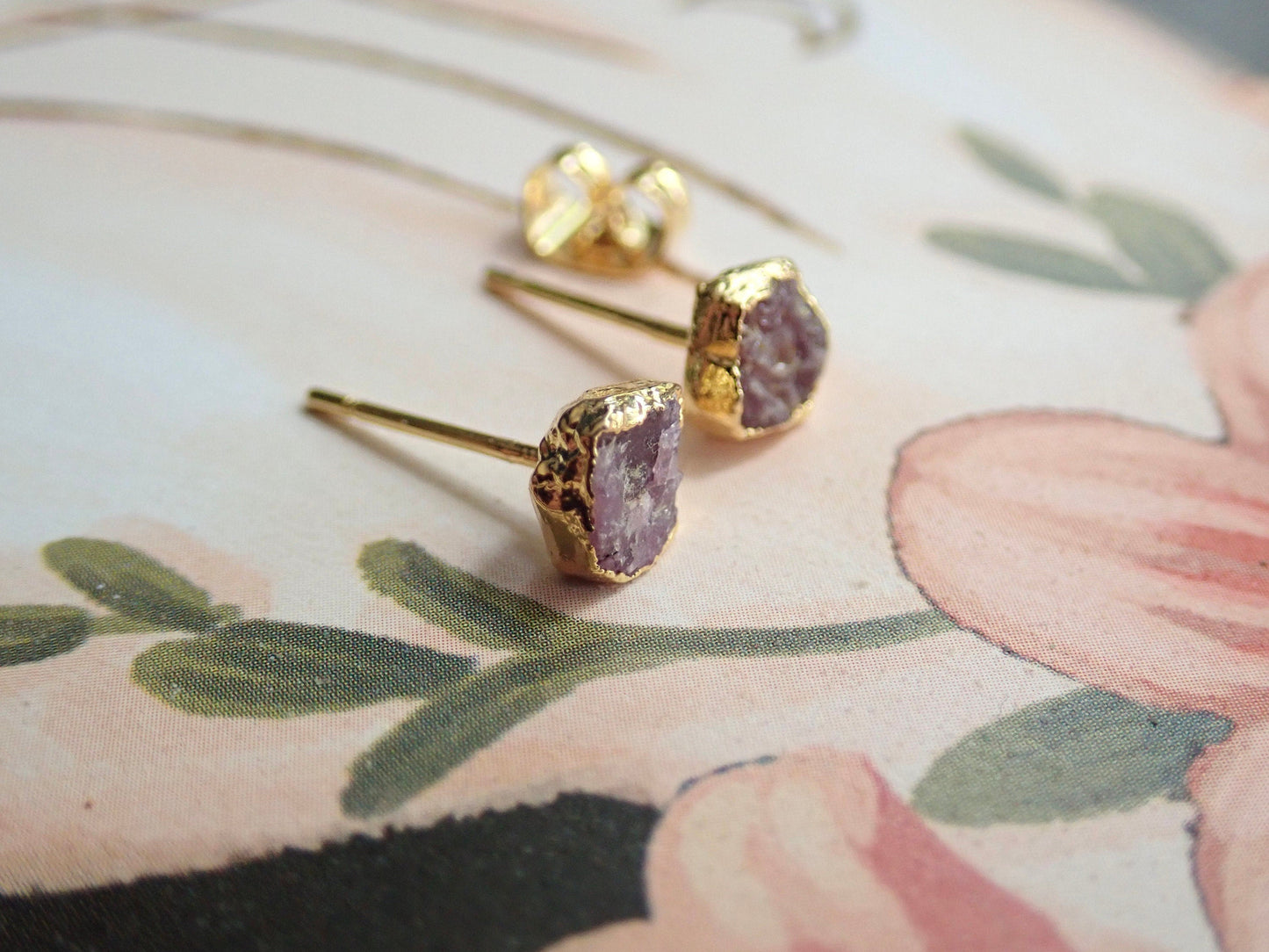 Rosa Raw Ruby Earrings