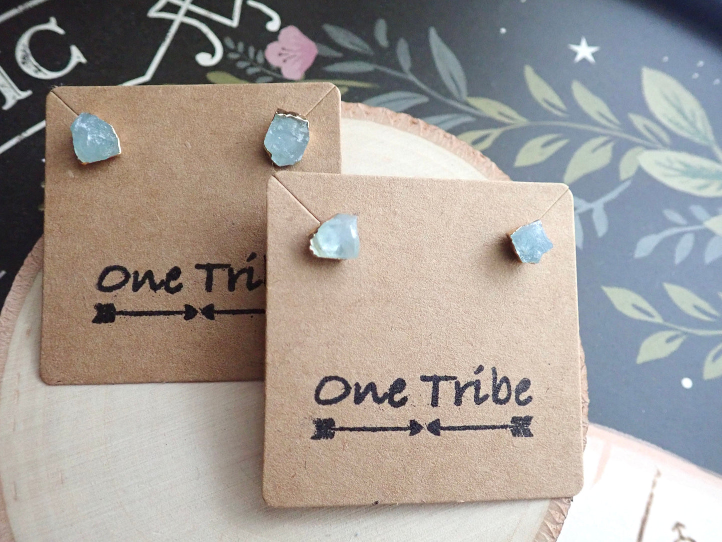 Raw Aquamarine Stud Earrings, Aquamarine Posts Gold, Aquamarine Jewelry, Blue Crystal Studs,March Birthstone Gift, Dainty Gemstone Earrings