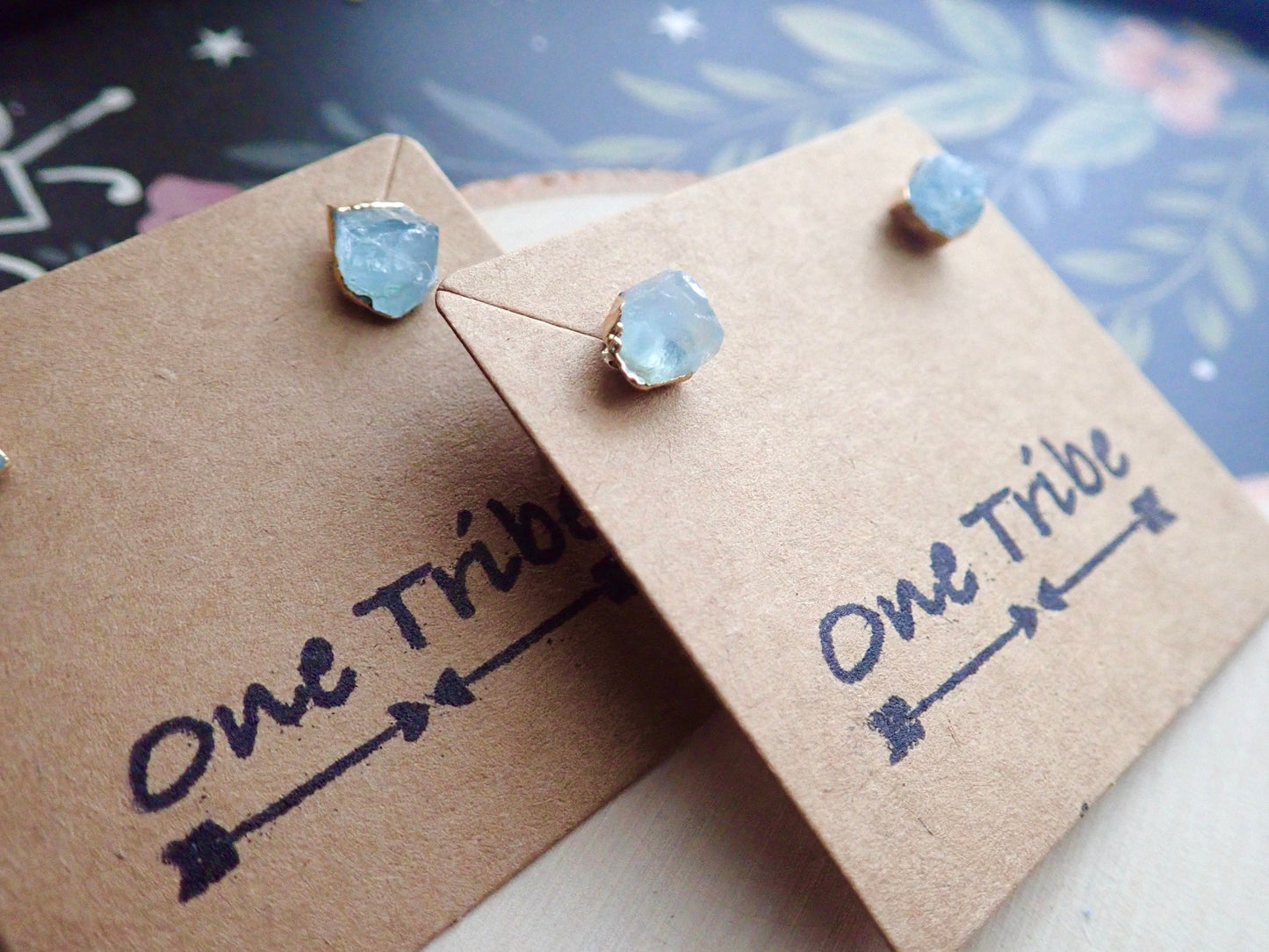 Raw Aquamarine Stud Earrings, Aquamarine Posts Gold, Aquamarine Jewelry, Blue Crystal Studs,March Birthstone Gift, Dainty Gemstone Earrings