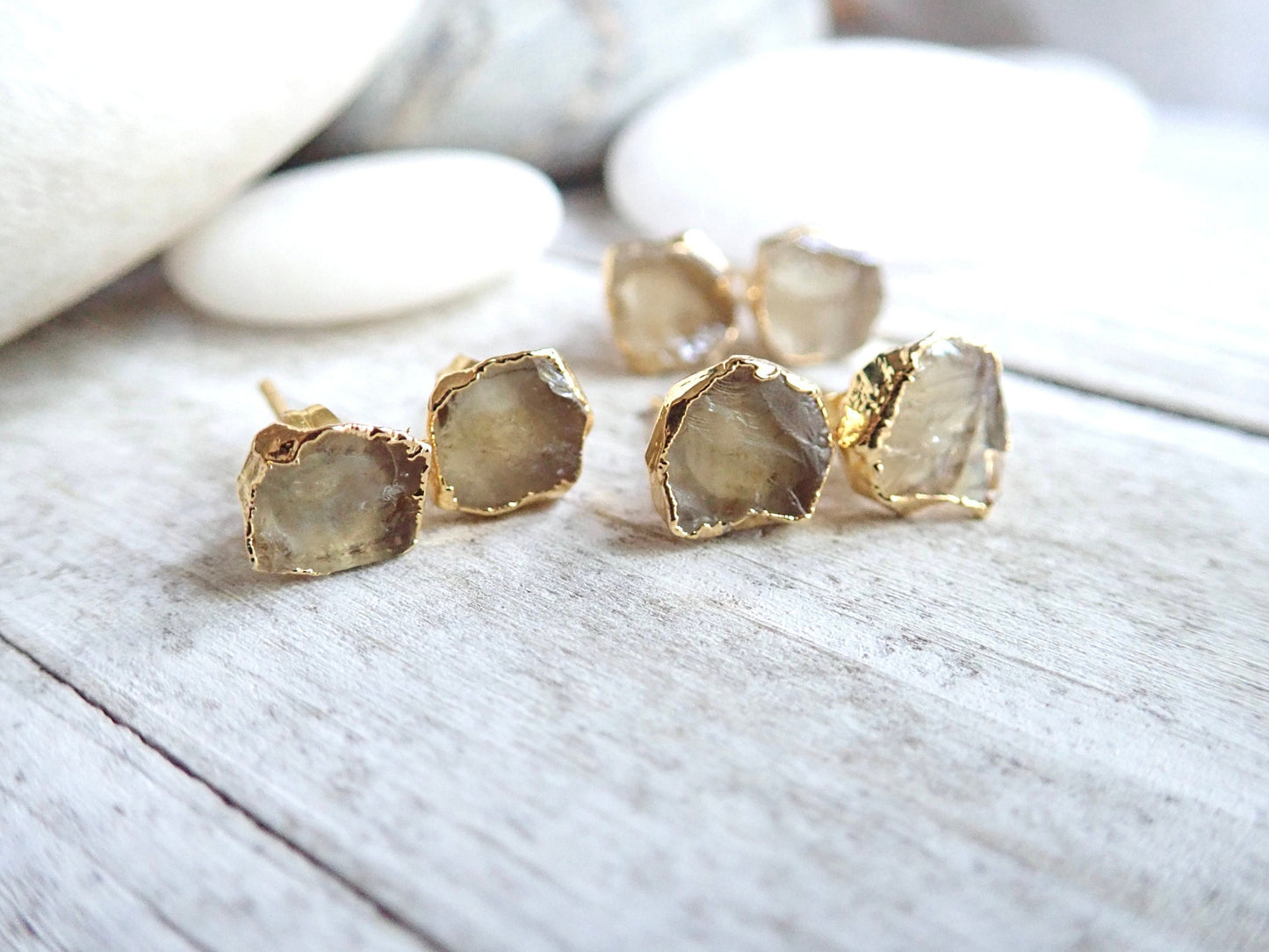 Raw Citrine Stud Earrings, Natural Citrine Post Earrings, Citrine Jewelry, November Birthstone, Crystal Stud Earrings, Raw Gemstone Earrings