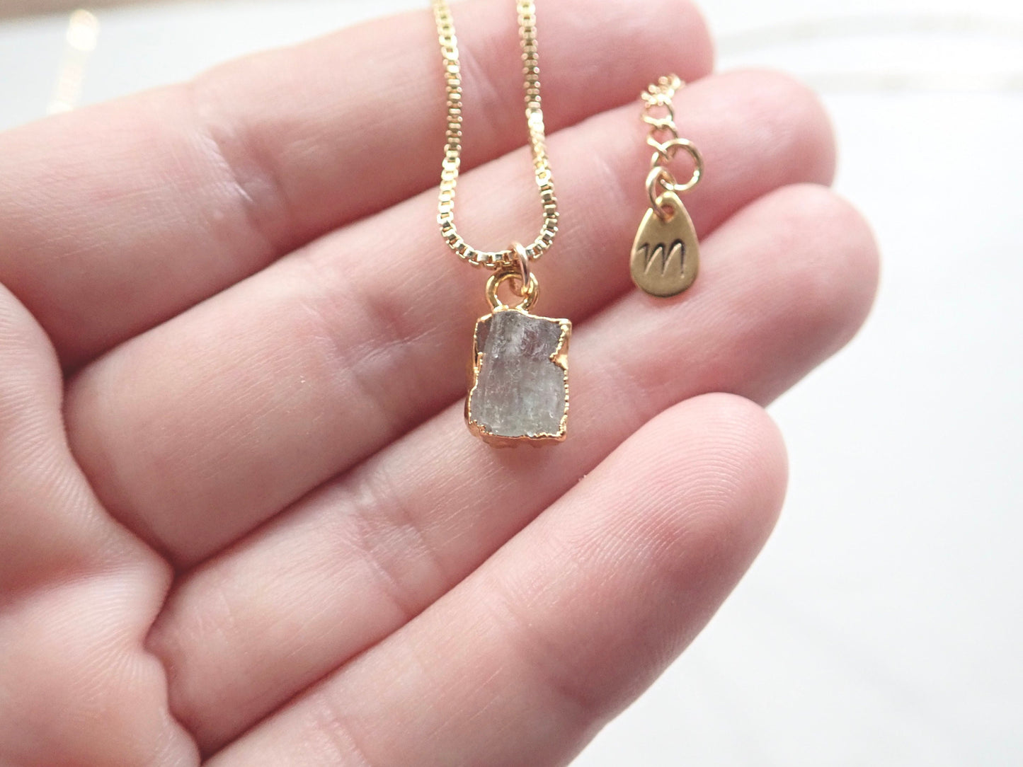 Raw Herkimer Diamond Necklace – 14k Gold Dipped Crystal on Gold Filled Chain