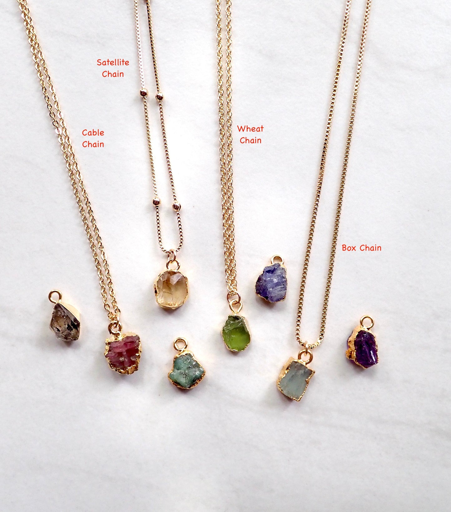 Raw Herkimer Diamond Necklace – 14k Gold Dipped Crystal on Gold Filled Chain