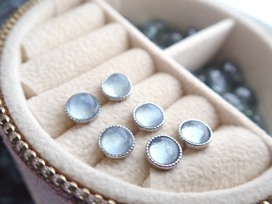Small Round Aquamarine Stud Earrings – Sterling Silver Bezel Setting