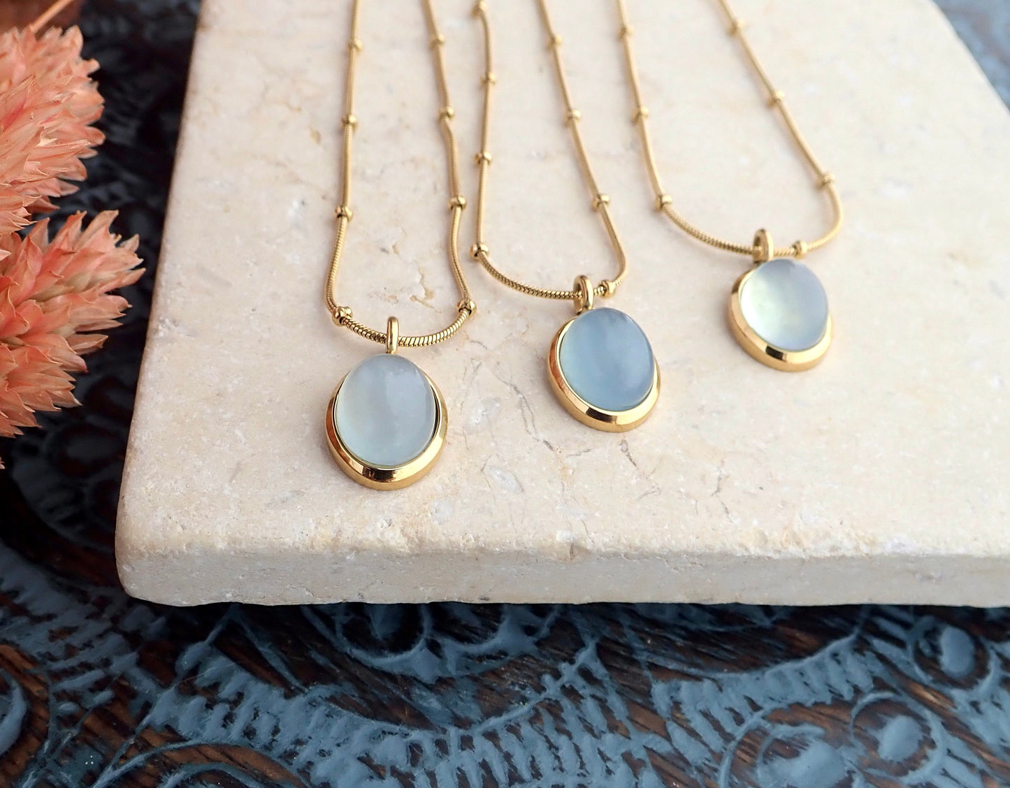 Waterproof Gemstone Necklace, Aquamarine Crystal Pendant Necklace, Aquamarine Jewelry, Birthstone Jewelry Gift for Her, Bridal Jewelry