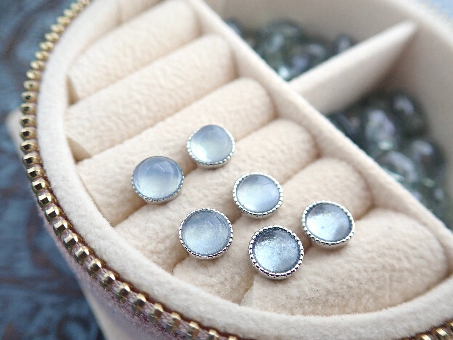 Small Round Aquamarine Stud Earrings – Sterling Silver Bezel Setting