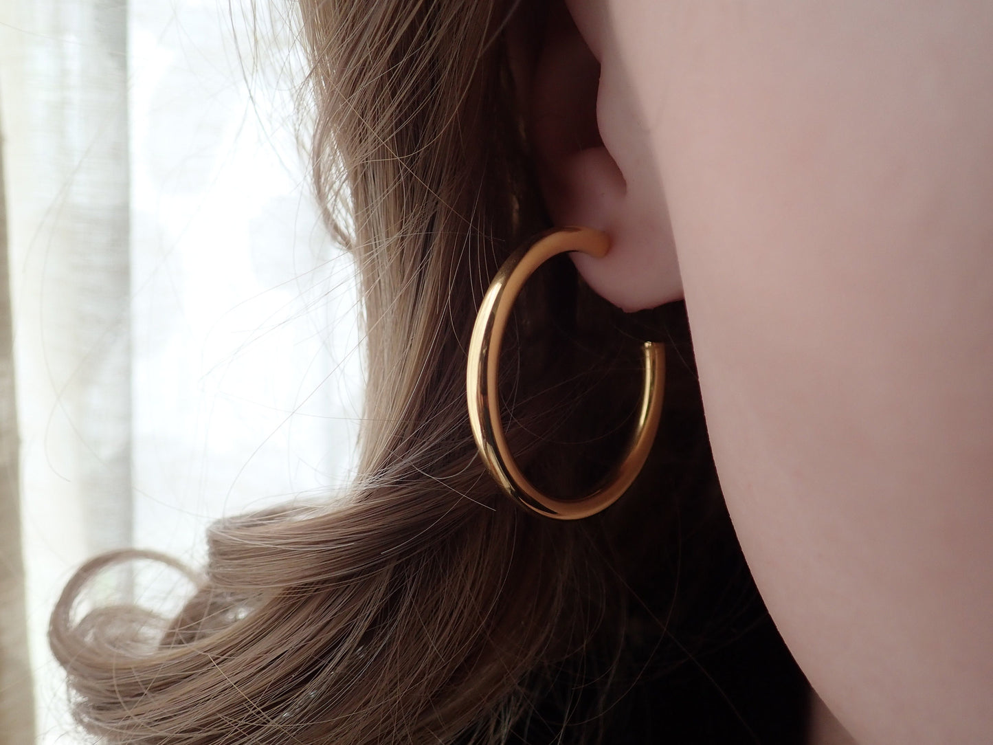 Gold Hoop Earrings Medium Large, WATERPROOF Hoops Earrings, Tube Hoop Earrings, Gold Hoop Earrings Thick, Anti Tarnish PVD, Gift for Her