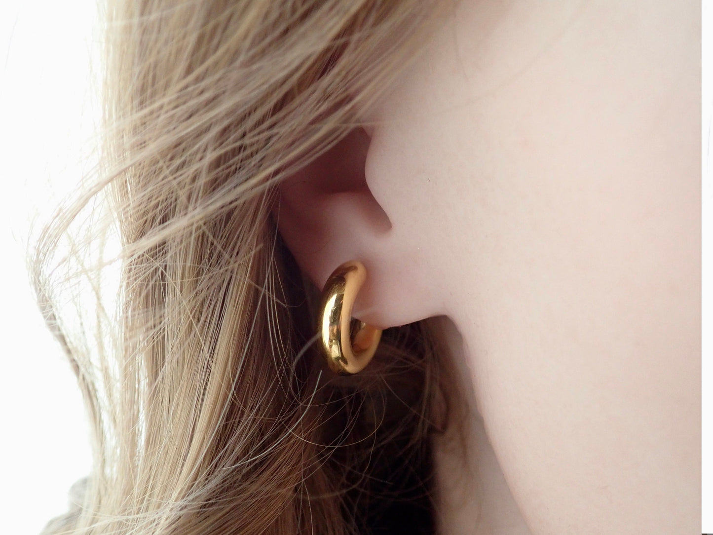 Chunky Gold Tube Hoop Earrings – Waterproof, Tarnish Proof, Hypoallergenic