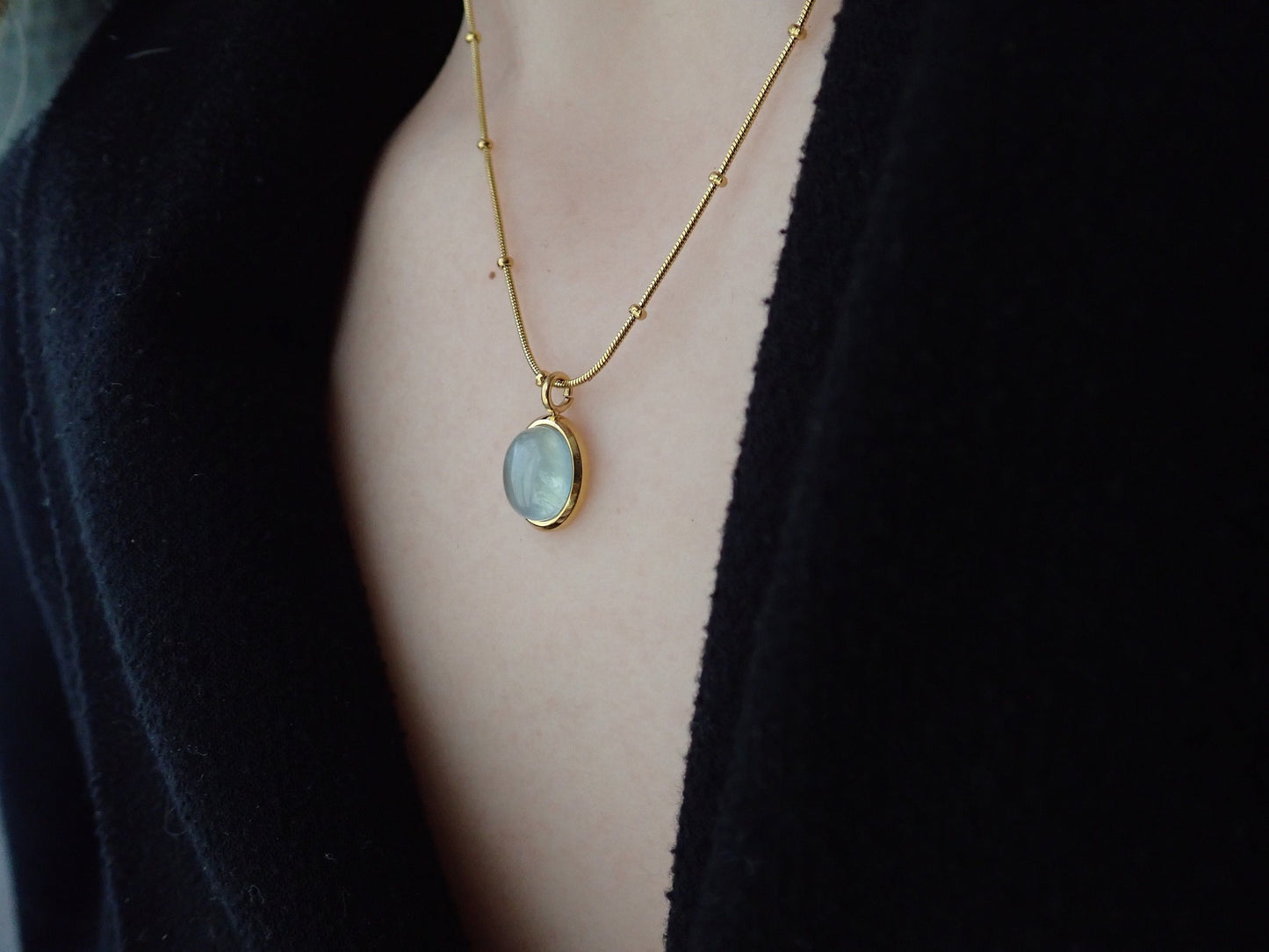 Waterproof Gemstone Necklace, Aquamarine Crystal Pendant Necklace, Aquamarine Jewelry, Birthstone Jewelry Gift for Her, Bridal Jewelry