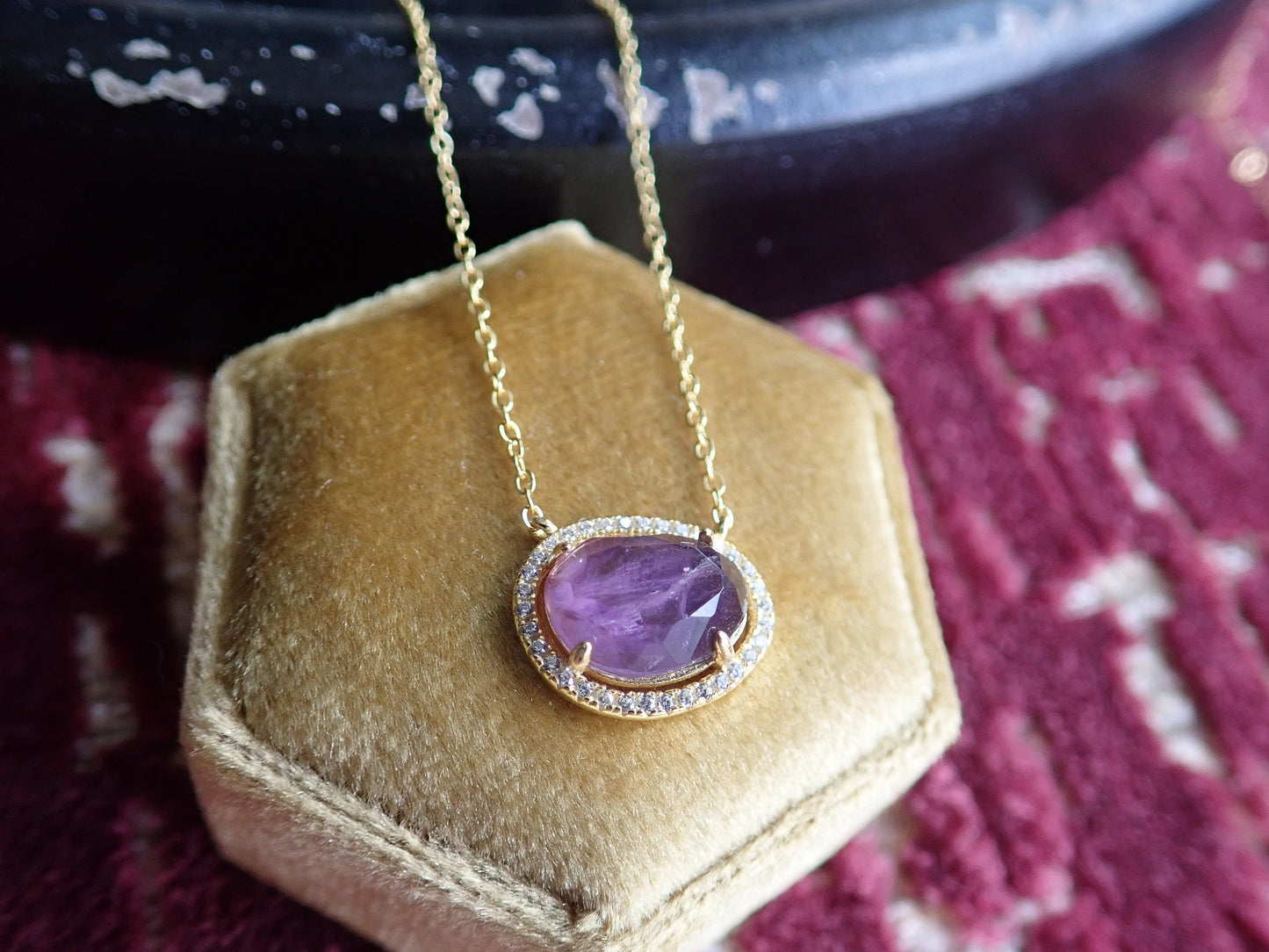 Aquamarine Pendant Necklace with Pave Crystal Setting – Elegant Gold or Silver March Birthstone Jewelry