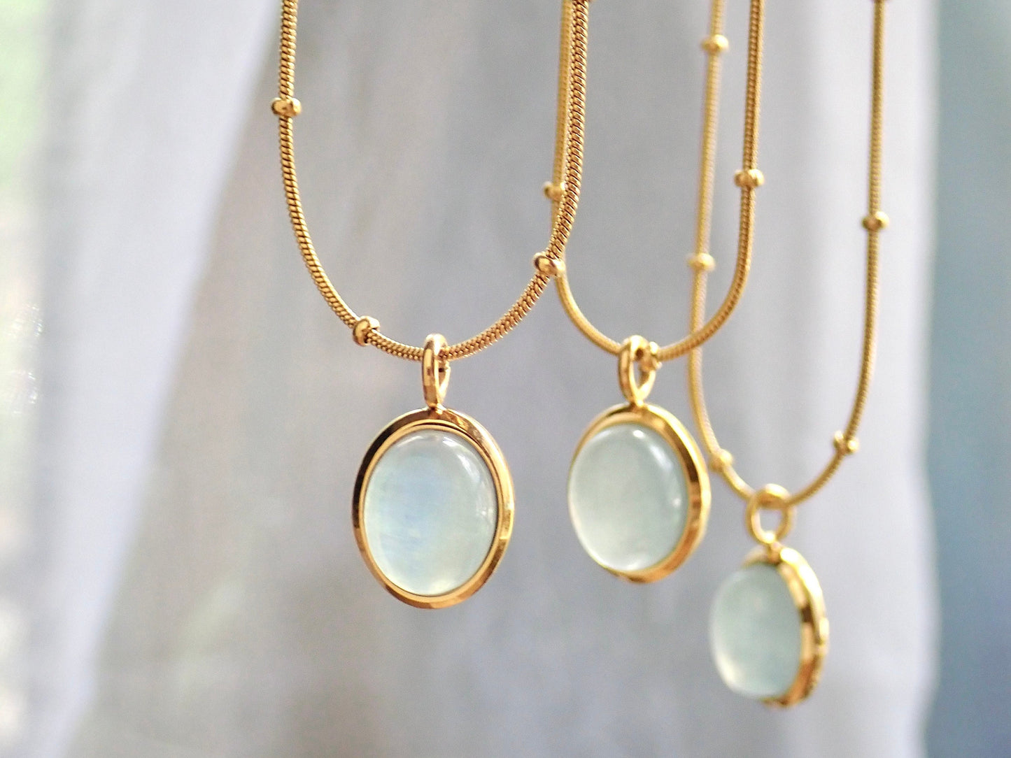 Waterproof Gemstone Necklace, Aquamarine Crystal Pendant Necklace, Aquamarine Jewelry, Birthstone Jewelry Gift for Her, Bridal Jewelry