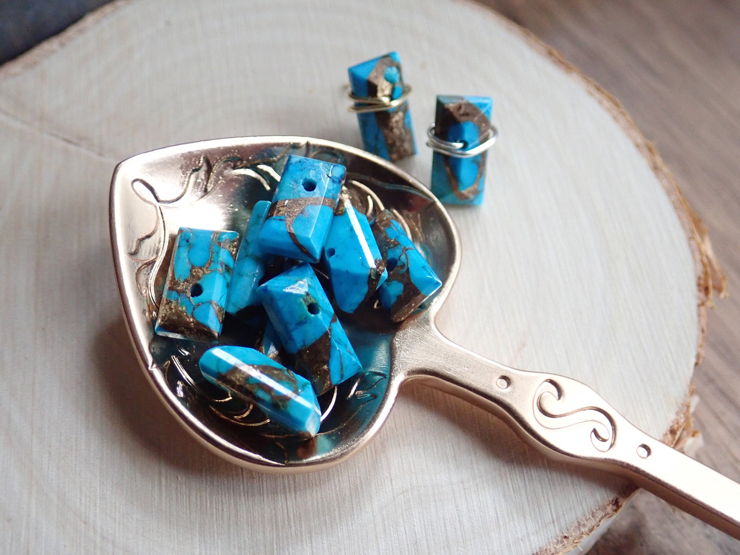 Turquoise Stud Earrings Gold Sterling Silver, Rectangle Stone Posts, Copper Turquoise Bar Earrings,Wire Wrap Stud Earrings,Turquoise Jewelry