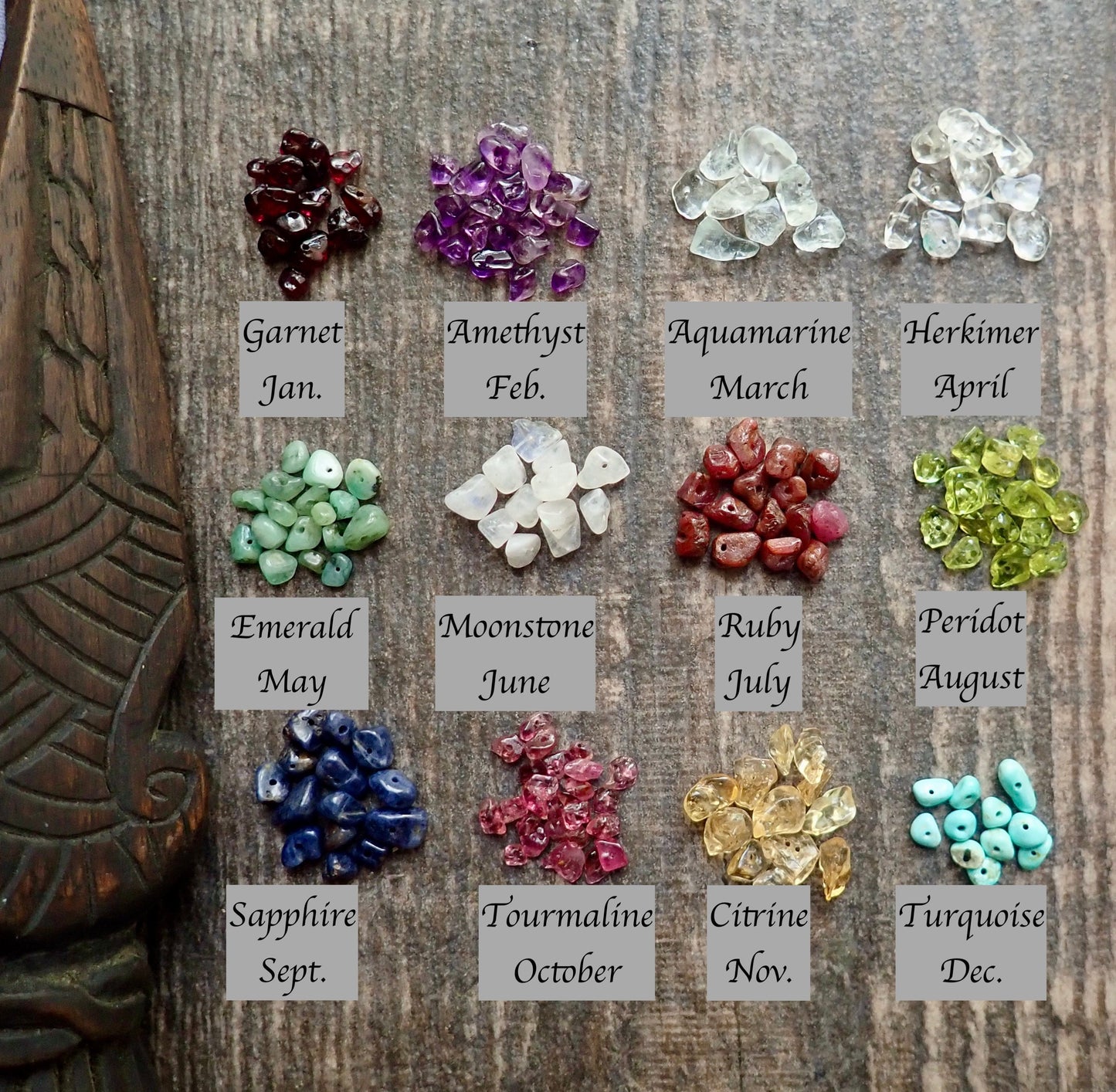 Custom Men’s Birthstone Necklace – Family Gemstones on Rugged Stainless Steel Wheat Chain