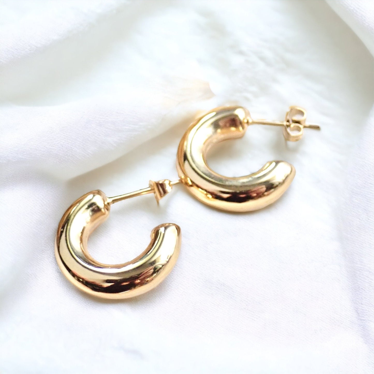 Chunky Gold Tube Hoop Earrings – Waterproof, Tarnish Proof, Hypoallergenic