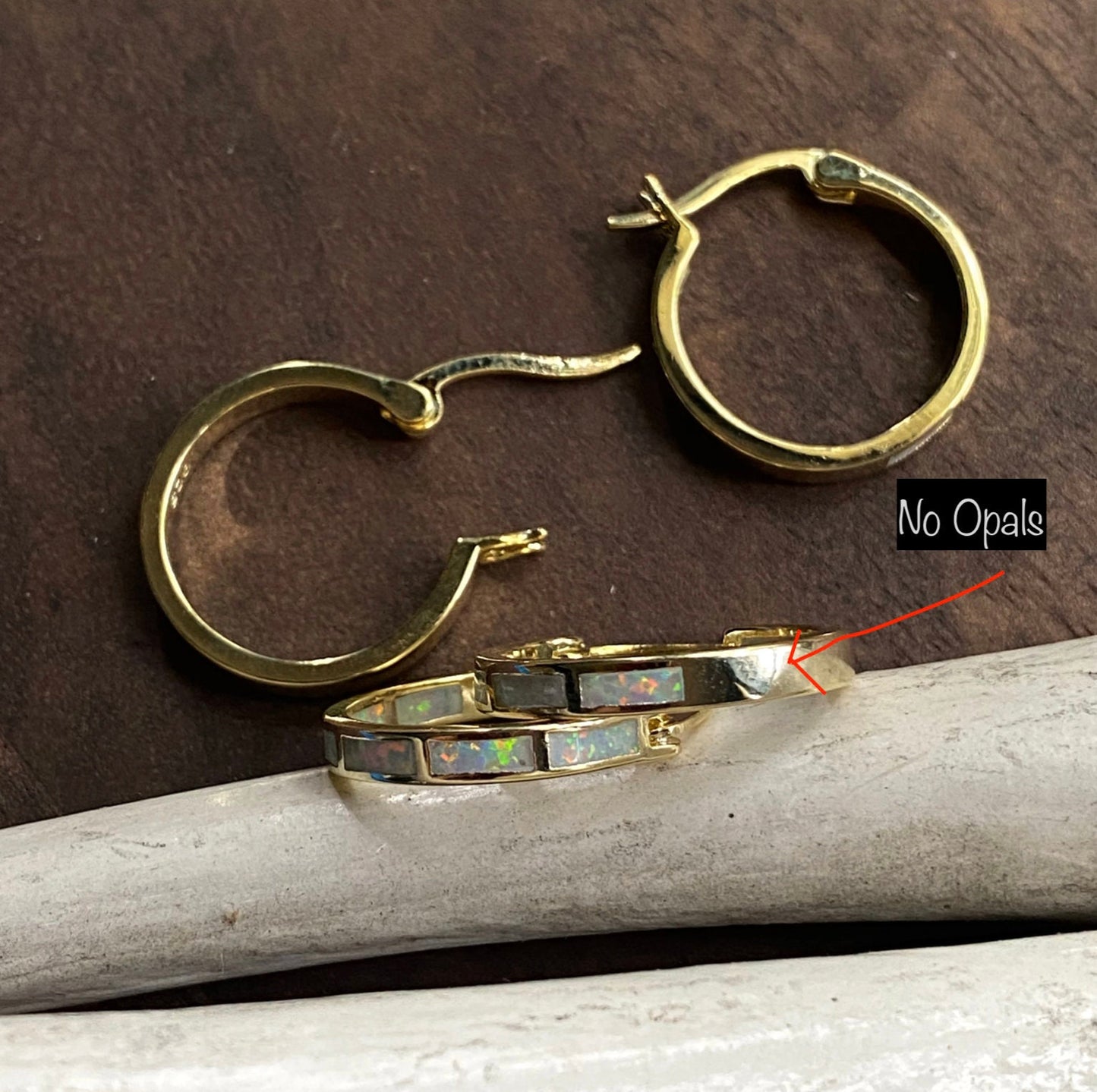 Luxury Opal Inlay Gold Hoop Earrings • 14K Gold Plated Medium Hoops • Elegant Birthstone Jewelry • Dainty October Gift • Fine Minimalist Earrings