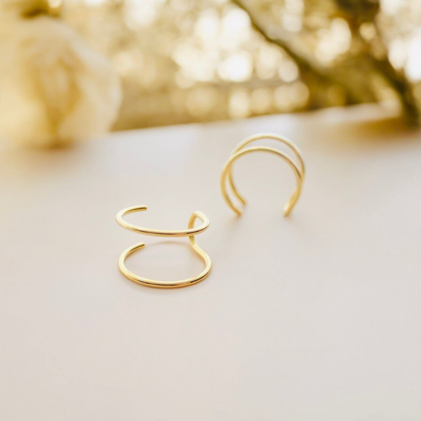 18K Gold Ear Cuff, Dainty Thin Ear Cuff, Double Cartilage Ear Wrap, No Piercing Unpierced Earring, Small Simple Dainty Ear Cuff,Gift for Her