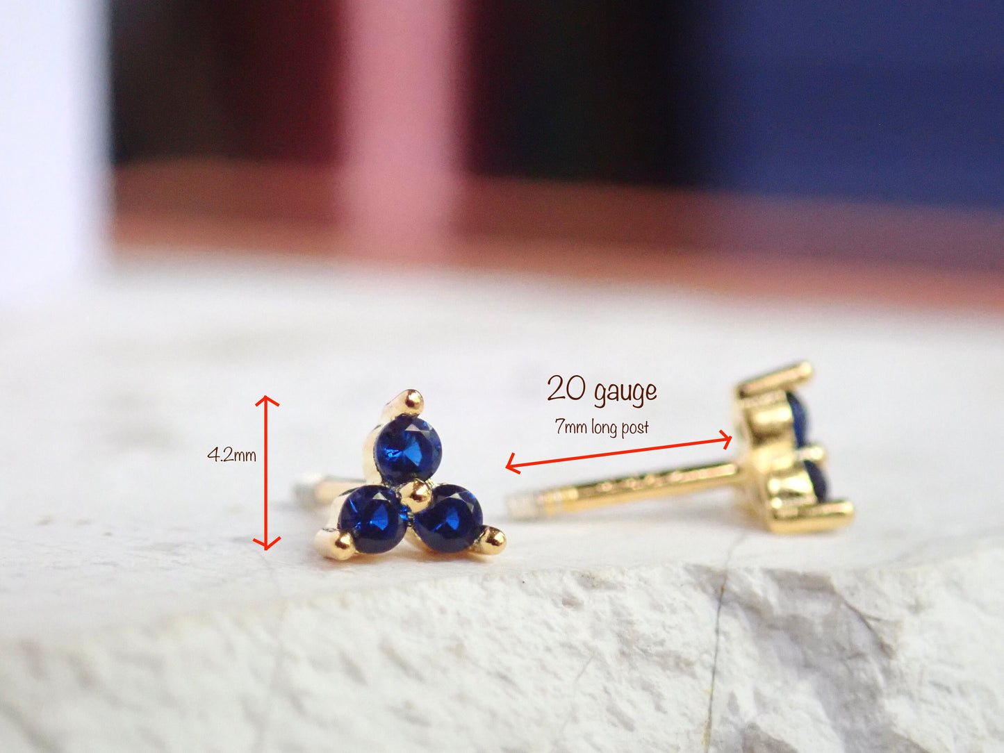 Tiny Pink Crystal Stud Earrings |Small CZ Cartilage Studs, 925 Sterling 14k Gold Everyday Second Piercing Gift for Her