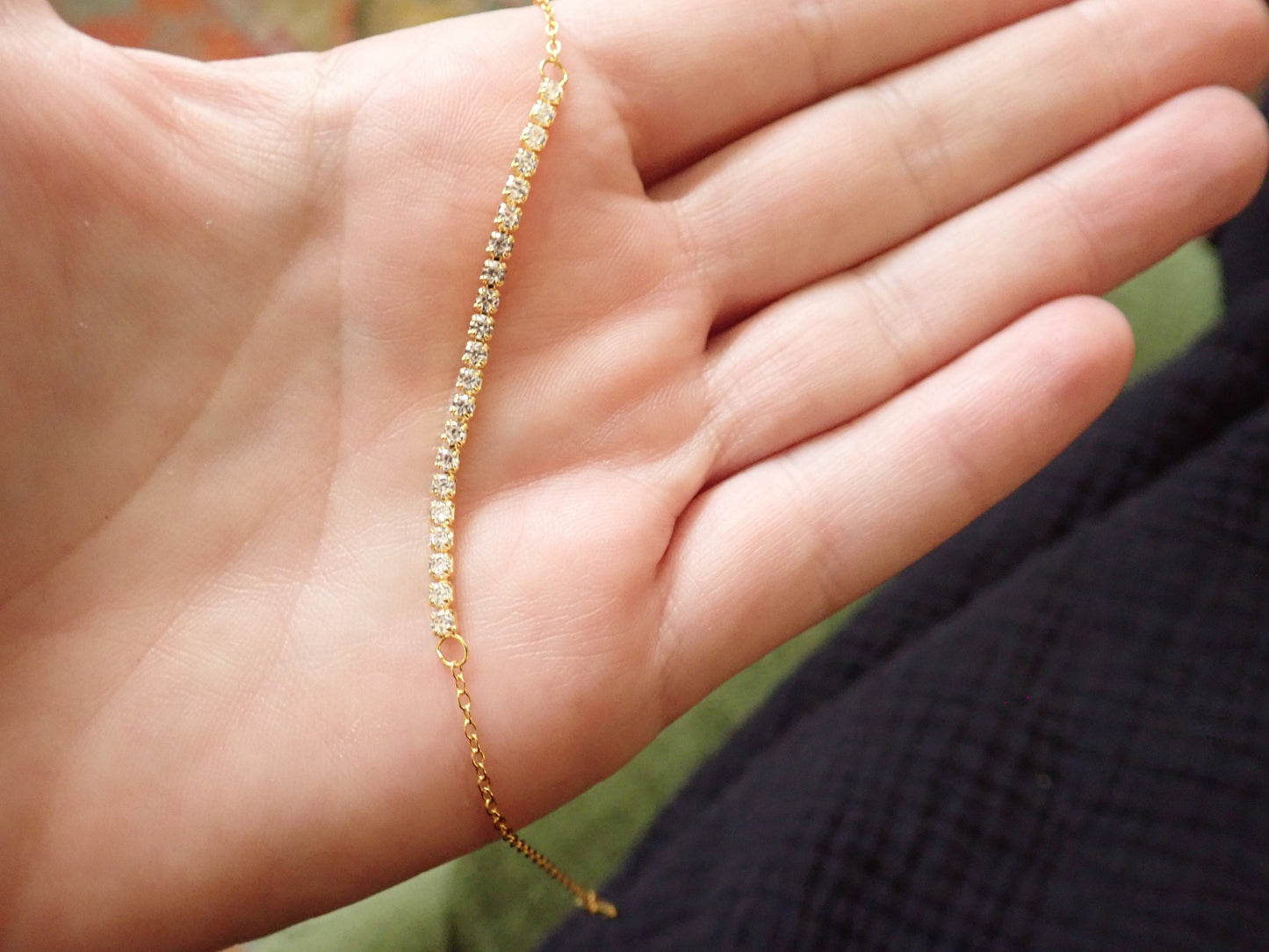 Dainty Cubic Zirconia Tennis Bracelet | CZ Diamond Tennis Bracelet, Delicate Gold Chain Bracelet, Gift for Her