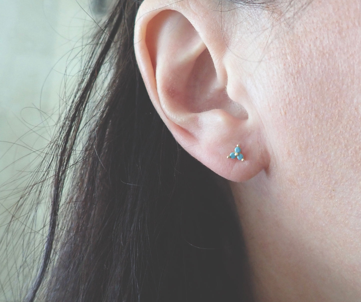 Tiny Turquoise Screw Back Stud Earrings, Small Cartilage Tragus Studs, Hypo allergenic Posts, 925 Sterling Silver 14k Gold Vermeil Gift