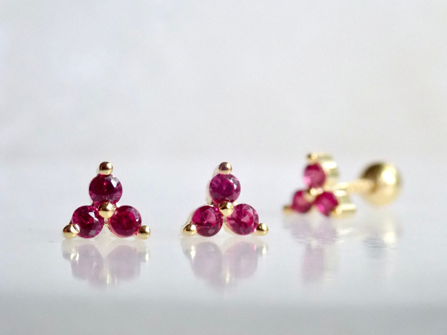 Tiny Pink Crystal Stud Earrings |Small CZ Cartilage Studs, 925 Sterling 14k Gold Everyday Second Piercing Gift for Her