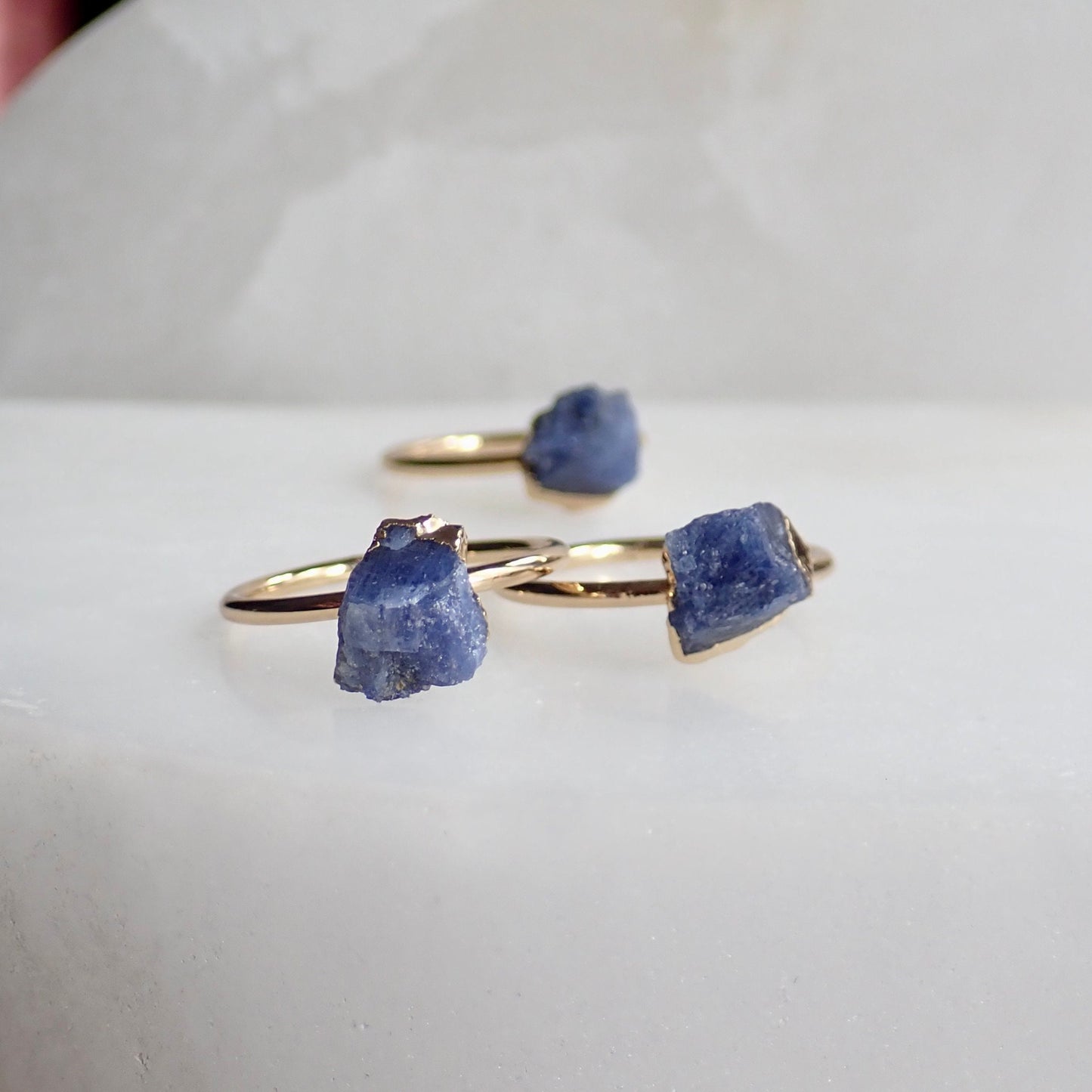 Dainty Raw Sapphire Ring, Gemstone Solitaire Stacking Ring, September Birthstone Gift, Simple Thin Delicate Ring,Sapphire Jewelry,