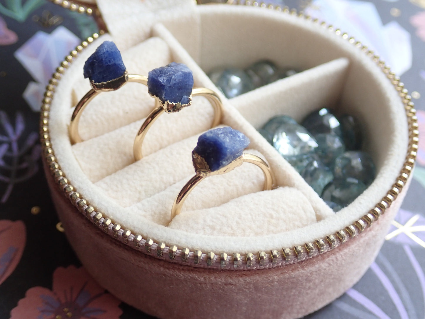 Dainty Raw Sapphire Ring, Gemstone Solitaire Stacking Ring, September Birthstone Gift, Simple Thin Delicate Ring,Sapphire Jewelry,