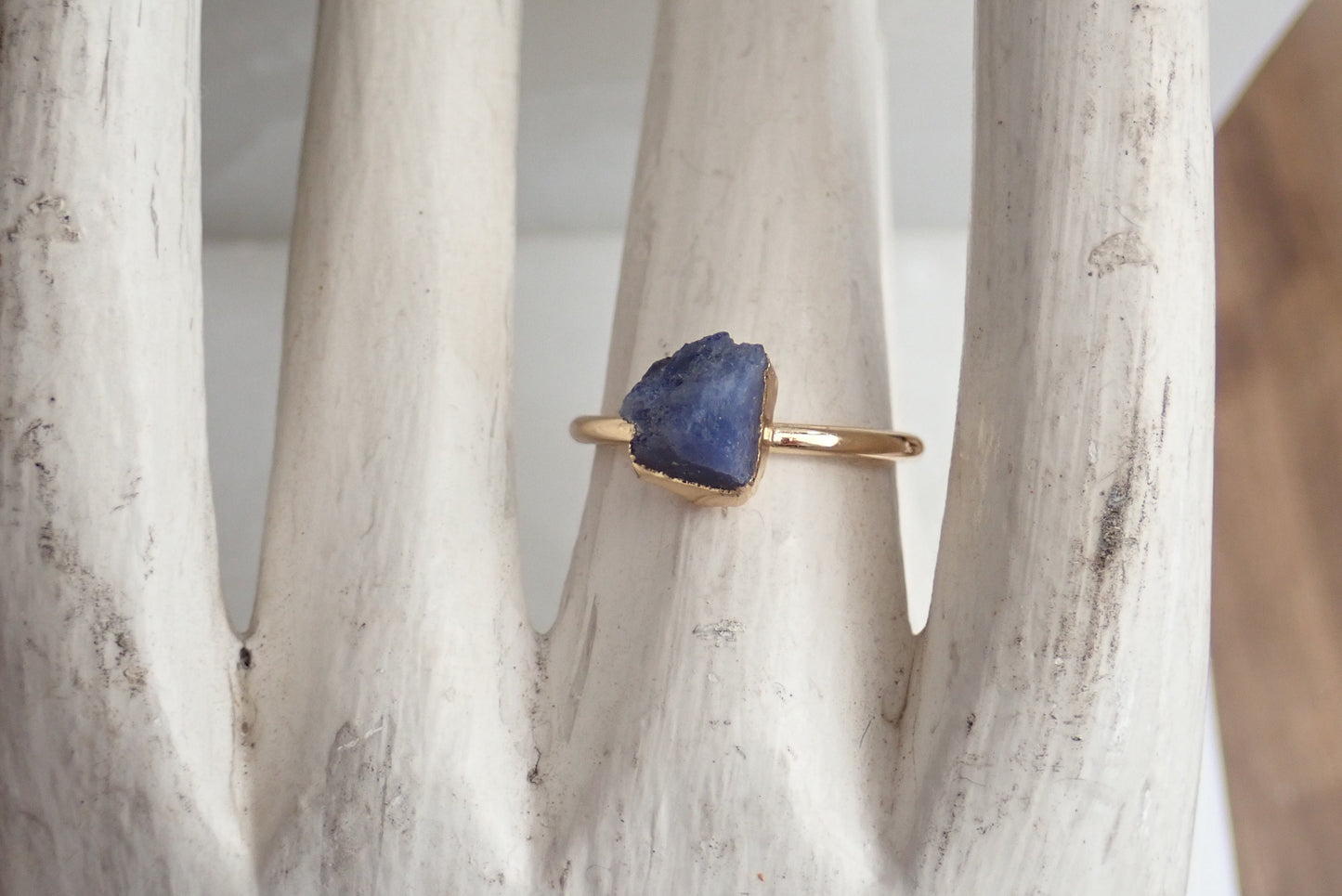 Dainty Raw Sapphire Ring, Gemstone Solitaire Stacking Ring, September Birthstone Gift, Simple Thin Delicate Ring,Sapphire Jewelry,