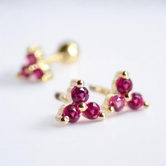 Tiny Pink Crystal Stud Earrings |Small CZ Cartilage Studs, 925 Sterling 14k Gold Everyday Second Piercing Gift for Her