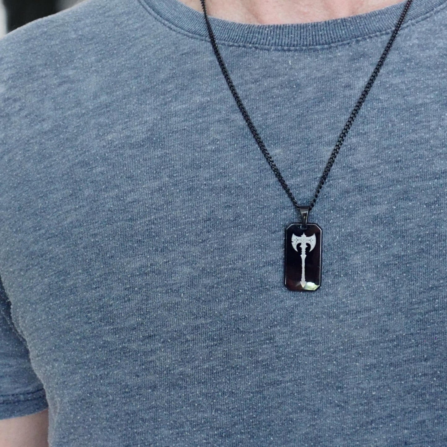 Black Stainless Steel Dog Tag Necklace – Crowned Lion Head Engraving - Lion King Necklace