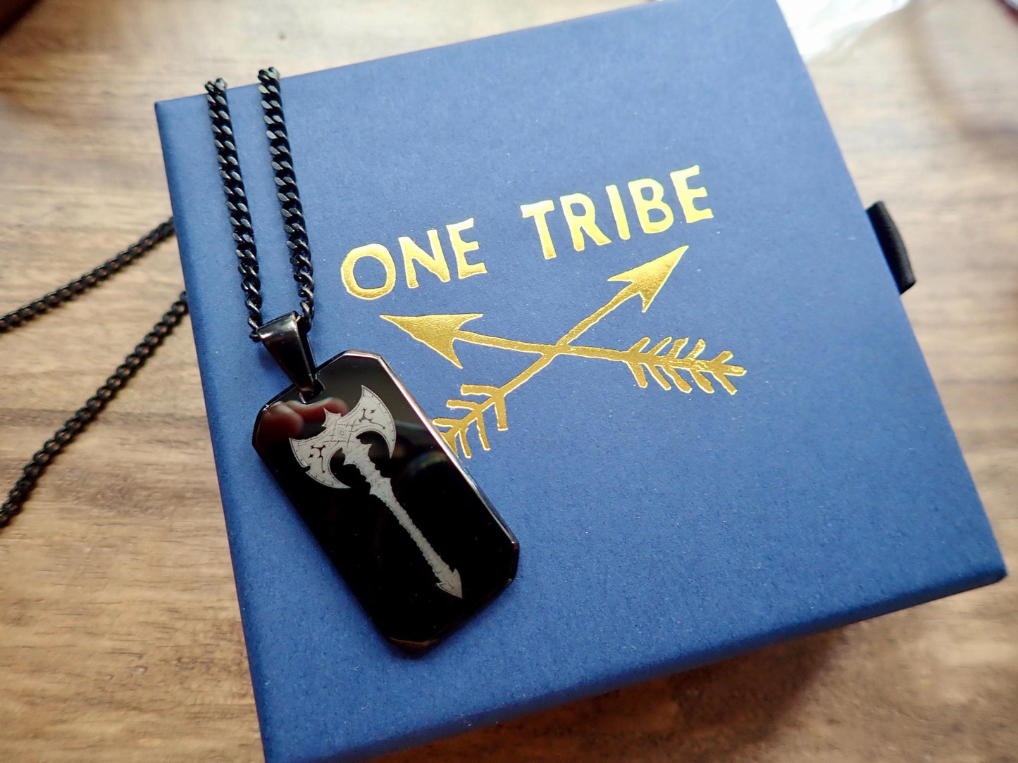 Men’s Stainless Steel Dog Tag Necklace – Odin’s Ravens Engraved Norse Pendant with Cuban Chain – Viking Pagan Nordic Jewelry