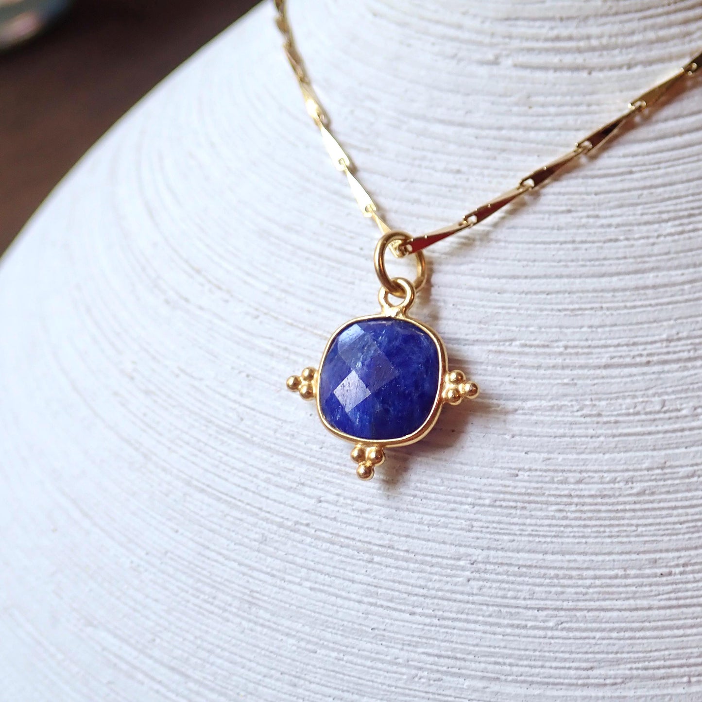 Blue Sapphire Crystal Necklace - 18K Gold Vermeil, September Birthstone Gift for Her