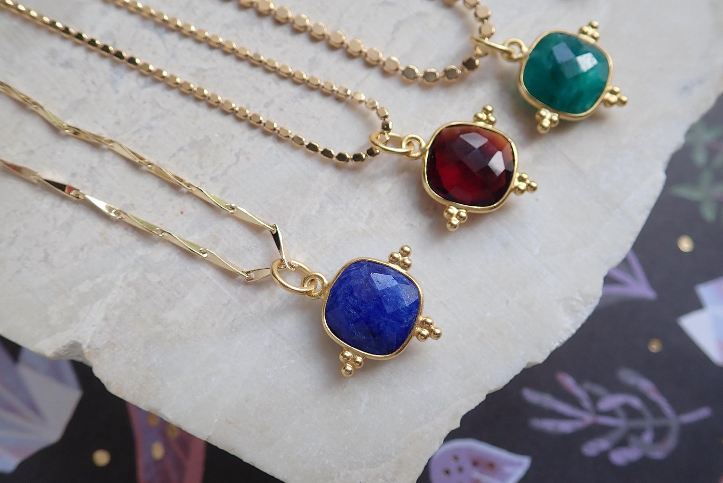 Blue Sapphire Crystal Necklace - 18K Gold Vermeil, September Birthstone Gift for Her