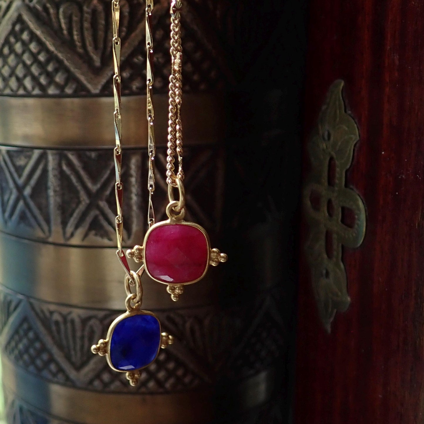 Blue Sapphire Crystal Necklace - 18K Gold Vermeil, September Birthstone Gift for Her