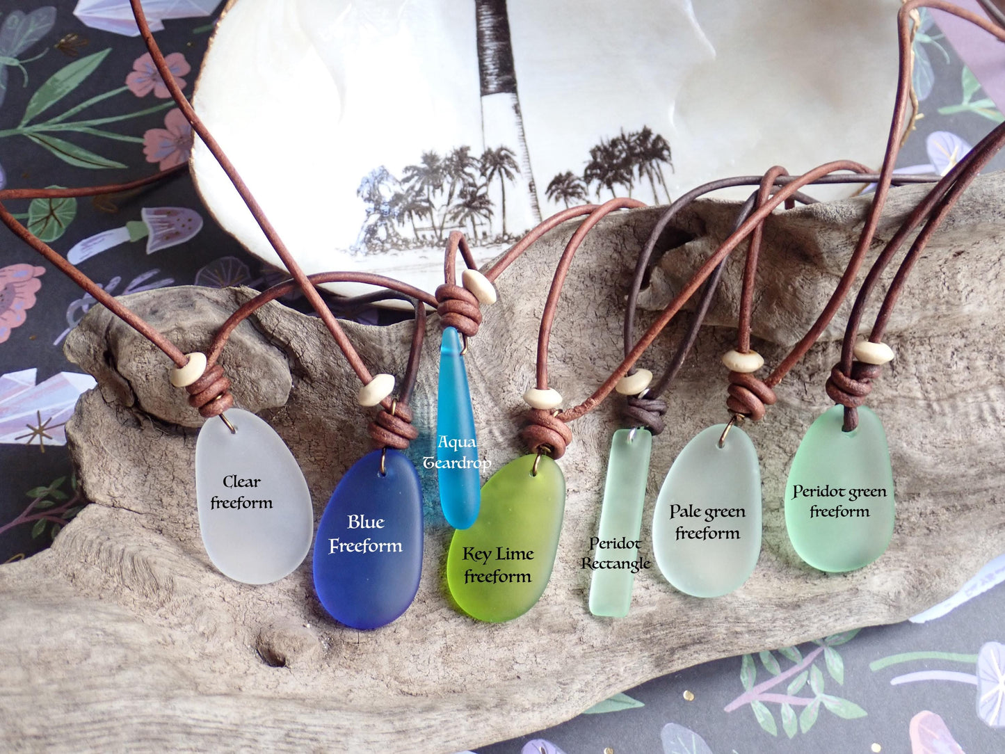 Men’s Leather Cord Necklace with Sea Glass Pendant – Boho Coastal Jewelry