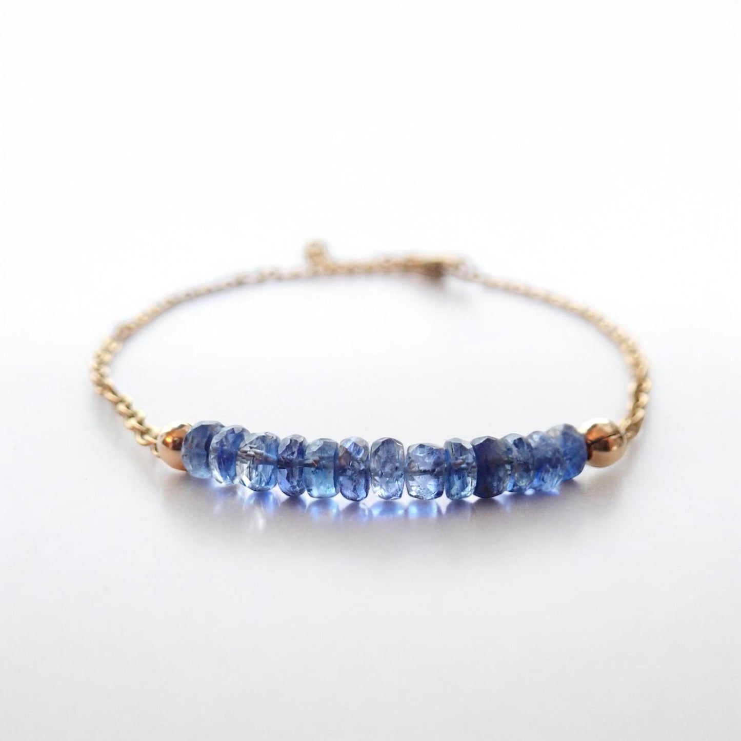 Dainty Blue Kyanite Chain Bracelet – 18k Gold Fill | Perfect for Layering