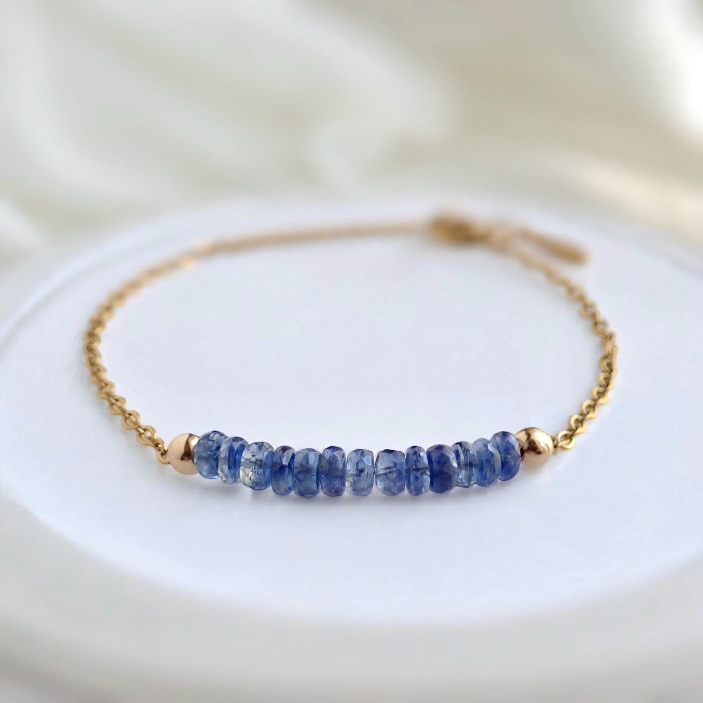 Dainty Blue Kyanite Chain Bracelet – 18k Gold Fill | Perfect for Layering