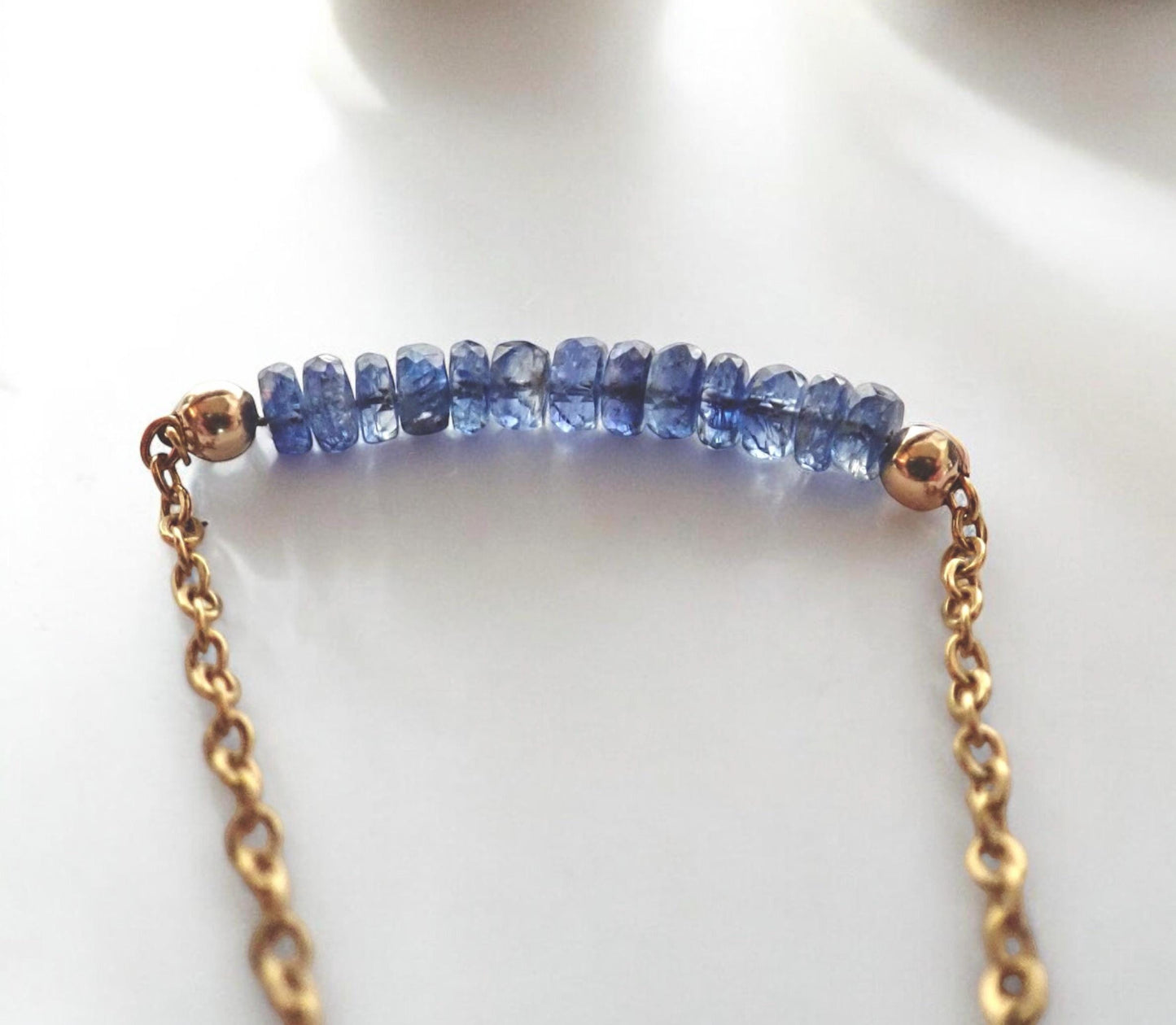 Dainty Blue Kyanite Chain Bracelet – 18k Gold Fill | Perfect for Layering