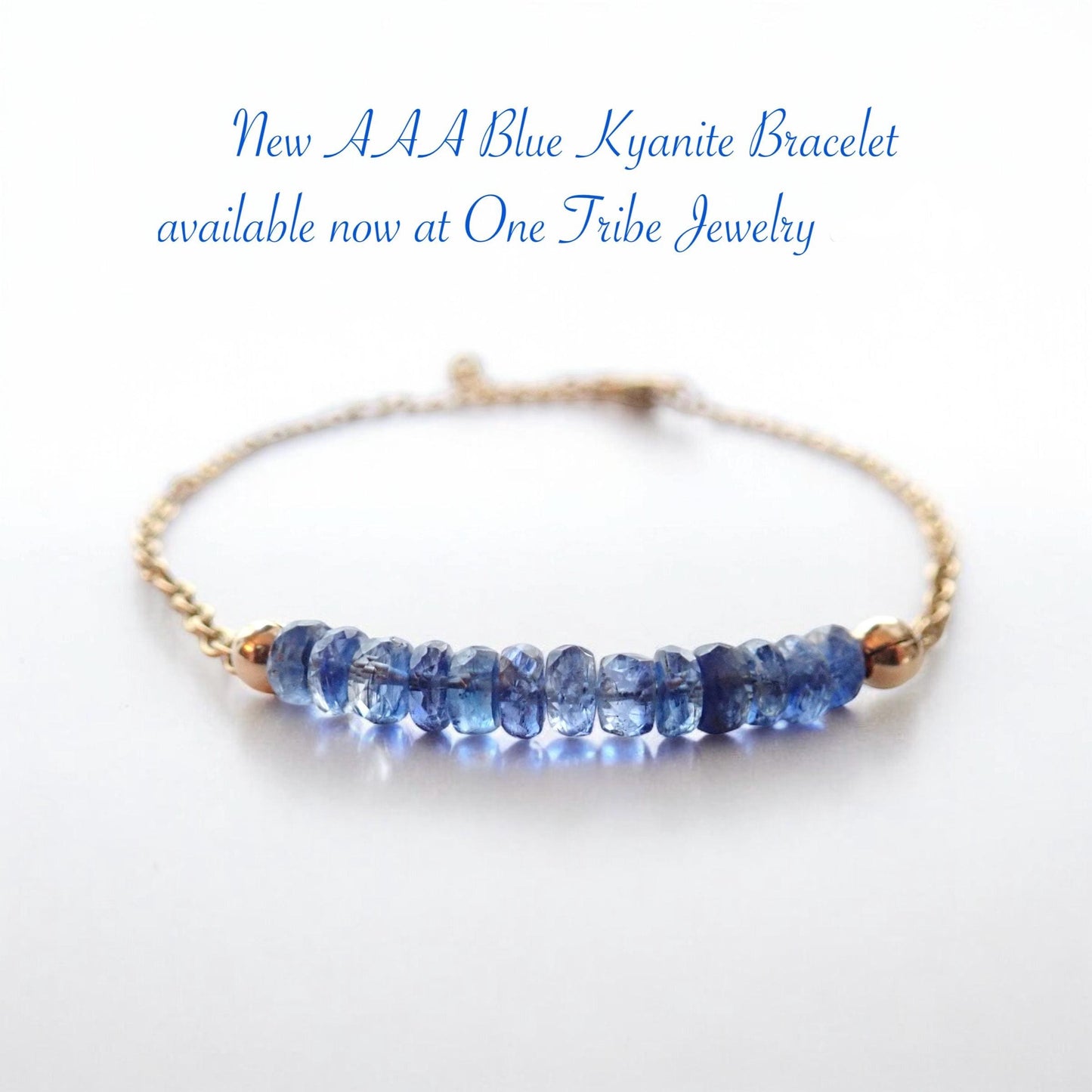 Dainty Blue Kyanite Chain Bracelet – 18k Gold Fill | Perfect for Layering