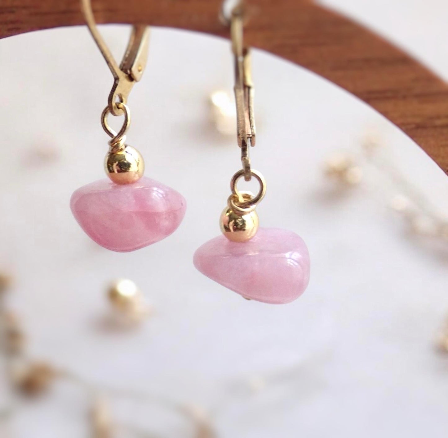 Rose Quartz Earrings, Gemstone Dangle Earrings, Rose Quartz Jewelry,Pink Gemstone Earrings,Gift for Her, Minimalist Dangles, Gold Filled